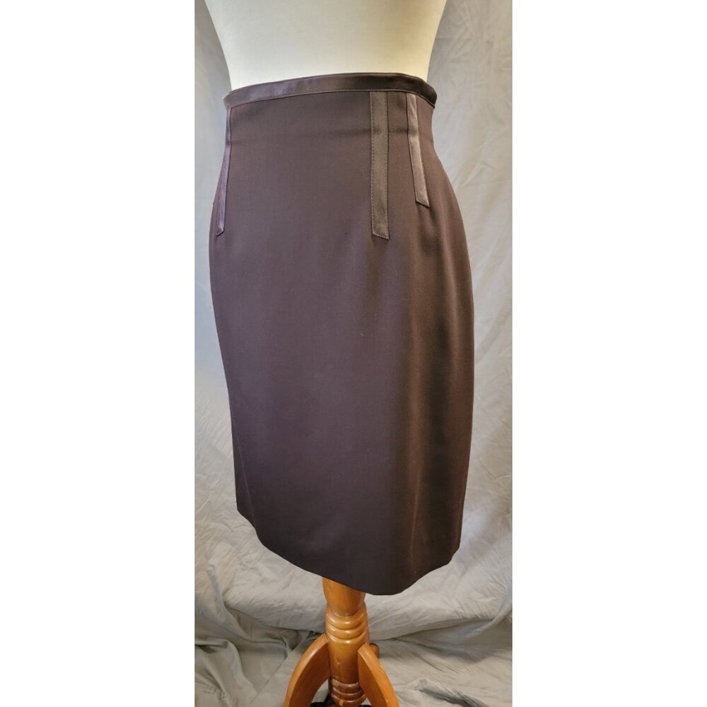 VINTAGE BROWN ESCADA PENCIL SKIRT size 42 -us size 6 - Picture 3 of 7